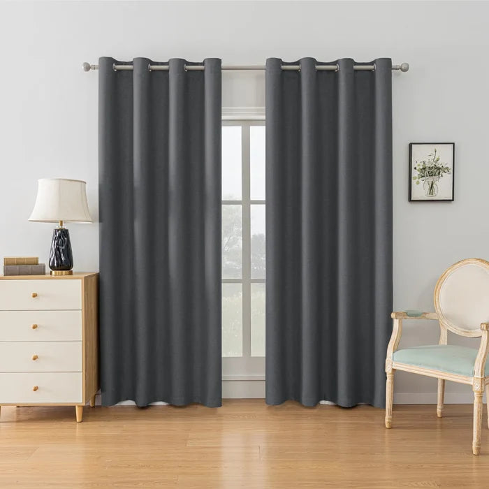 YSTYLE 2 Pieces Linen Effect Blackout Curtains Thermal-YSTYLE