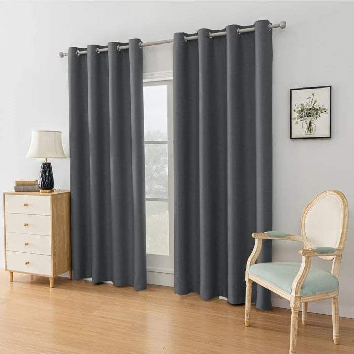 YSTYLE 2 Pieces Linen Effect Blackout Curtains Thermal-YSTYLE
