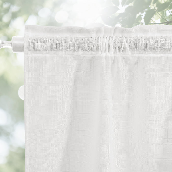 Ystyle 2 Pieces Linen Effect Voile Curtains Rod Pocket