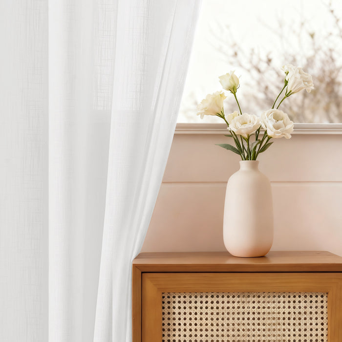 Ystyle 2 Pieces Linen Effect Voile Curtains Rod Pocket-YSTYLE