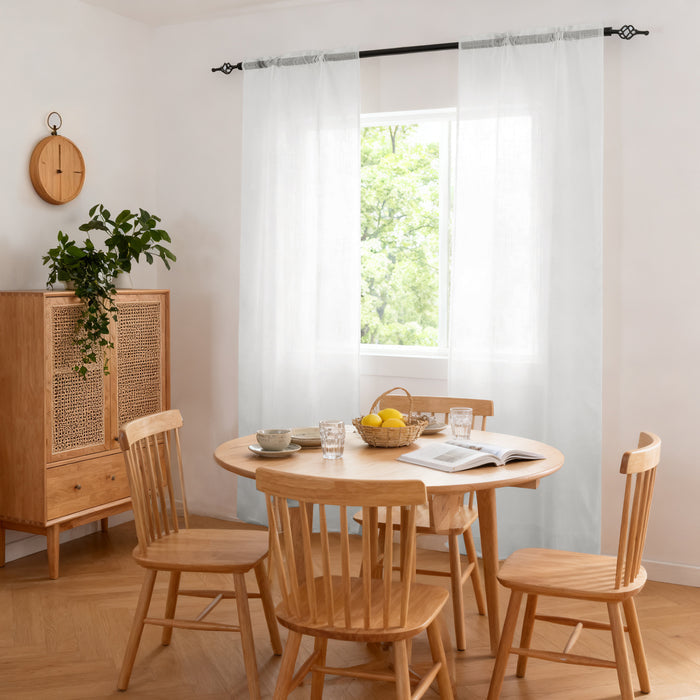 Ystyle 2 Pieces Linen Effect Voile Curtains Rod Pocket