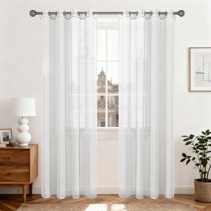 YSTYLE 2 Pieces Linen Look Voile Curtains Eyelets-YSTYLE