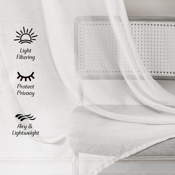 YSTYLE 2 Pieces Linen Look Voile Curtains Eyelets-YSTYLE