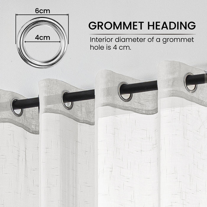 YSTYLE 2 Pieces Linen Look Voile Curtains Eyelets-YSTYLE