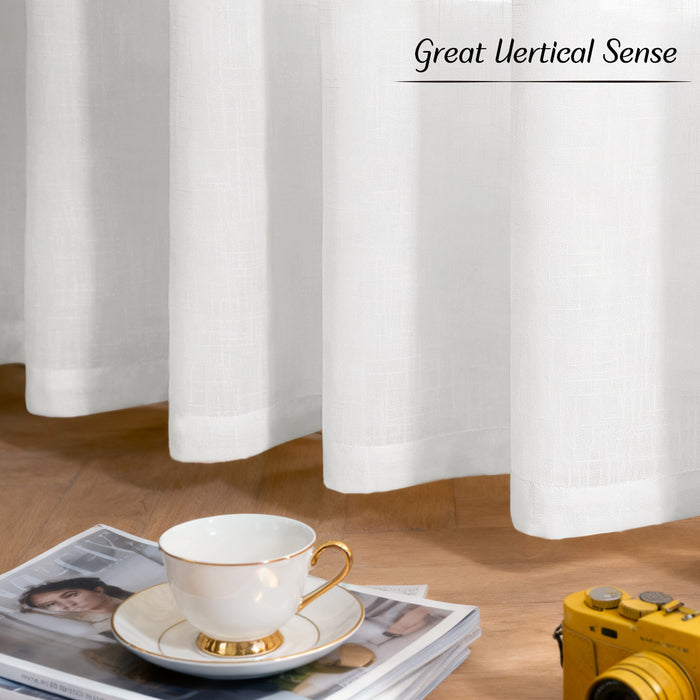 YSTYLE 2 Pieces Linen Look Voile Curtains Eyelets-YSTYLE