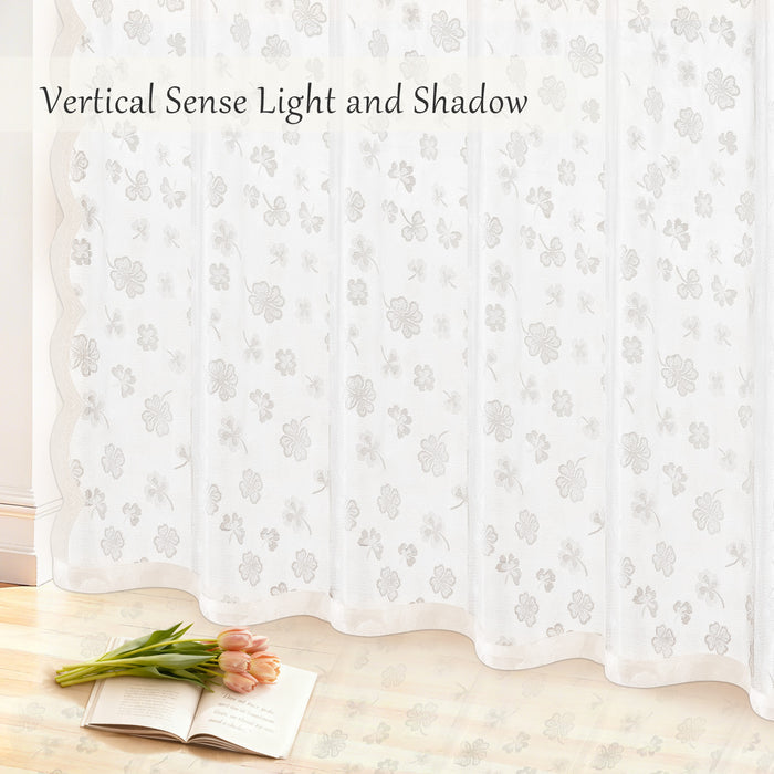 Ystyle 2 Pieces Semi Sheer Lace Curtains Rod Pocket-YSTYLE