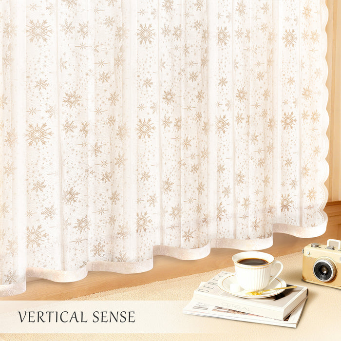 Ystyle 2 Pieces Semi Sheer Lace Curtains Rod Pocket-YSTYLE