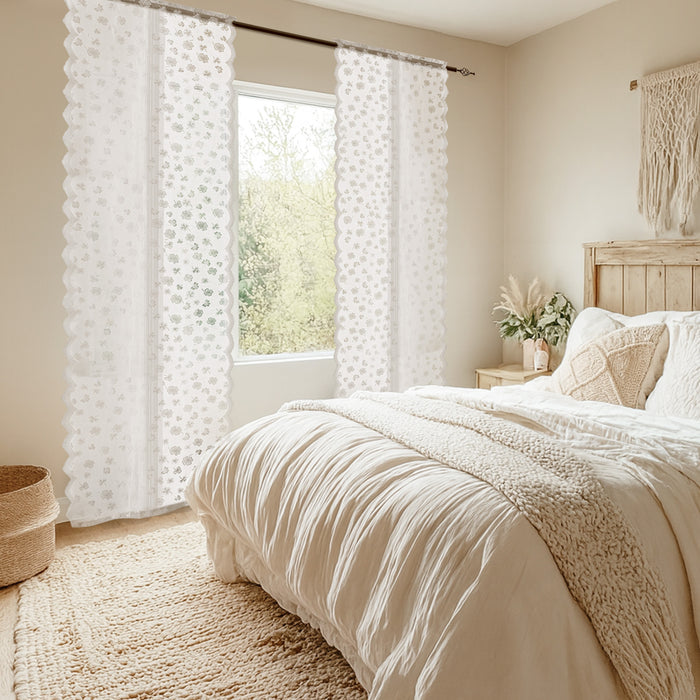 Ystyle 2 Pieces Semi Sheer Lace Curtains Rod Pocket-YSTYLE
