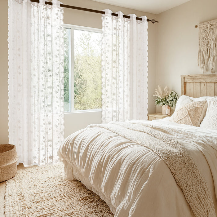 Ystyle 2 Pieces Semi Sheer Lace Curtains Rod Pocket-YSTYLE
