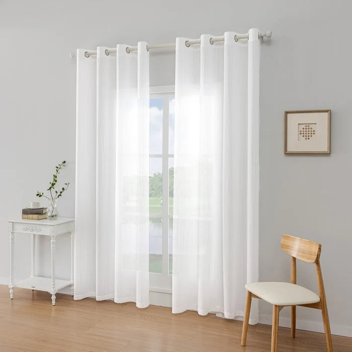 YSTYLE 2 Pieces Semi Sheer Voile Curtains Linen Look-YSTYLE