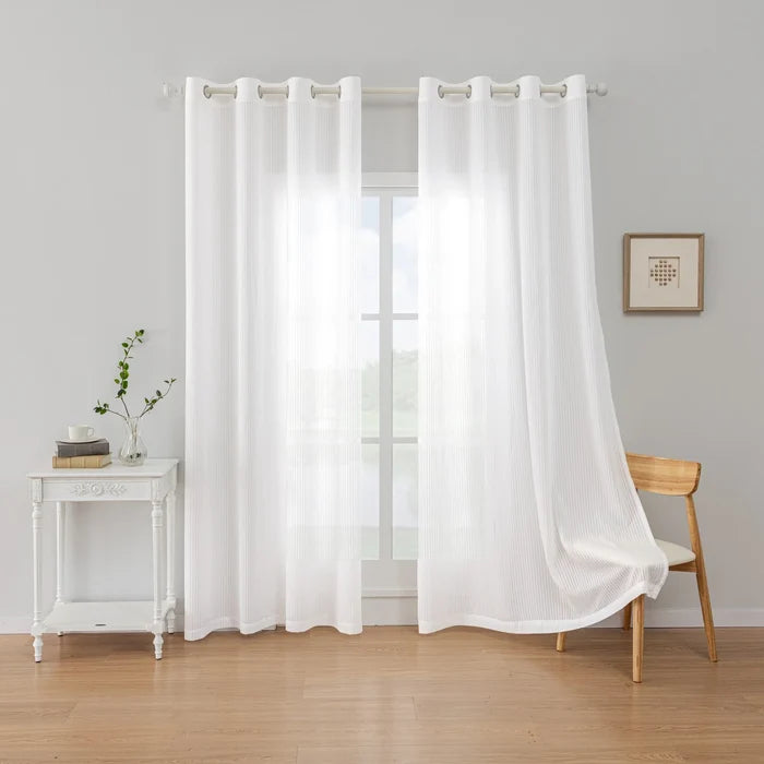YSTYLE 2 Pieces Semi Sheer Voile Curtains Linen Look-YSTYLE
