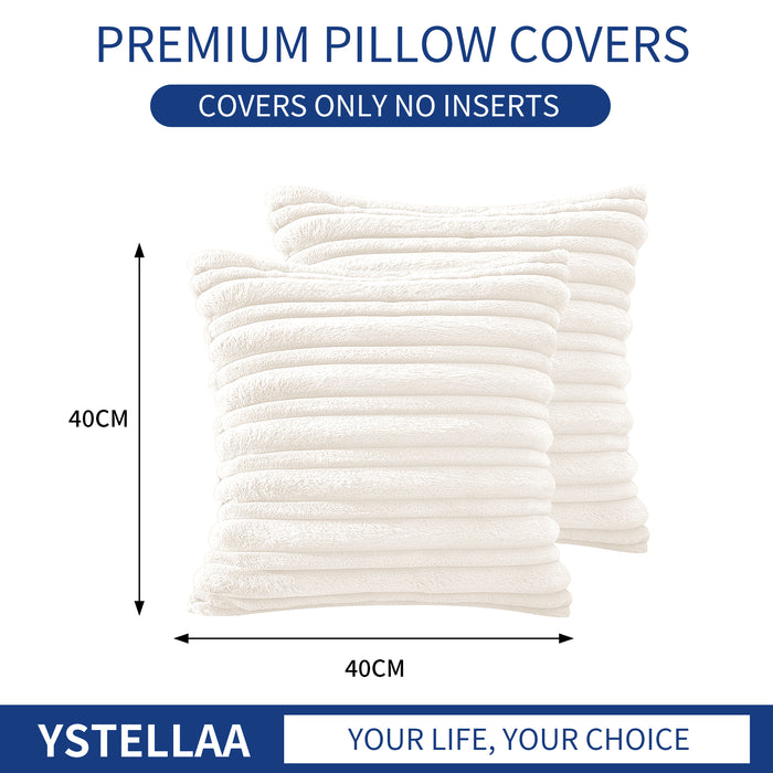 Ystyle 2 Pieces Short Wool Cushion Covers 40x40cm Soft Velvet-YSTYLE