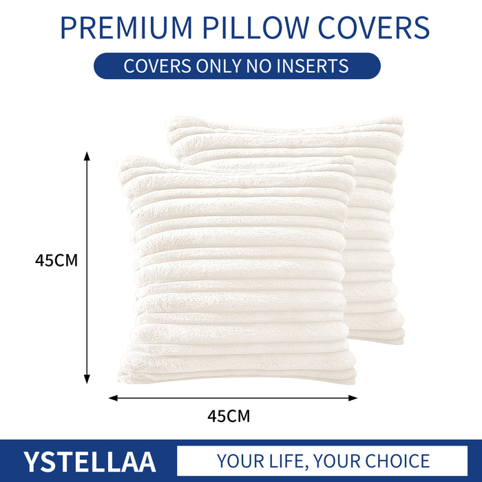 Ystyle 2 Pieces Short Wool Cushion Covers 45x45cm Soft Velvet-YSTYLE