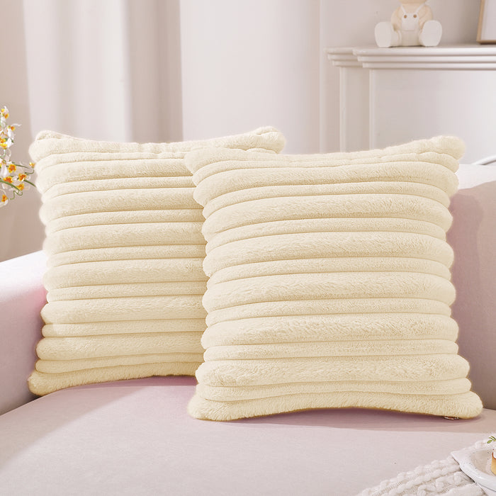 Ystyle 2 Pieces Short Wool Cushion Covers 60x60cm Soft Velvet-YSTYLE