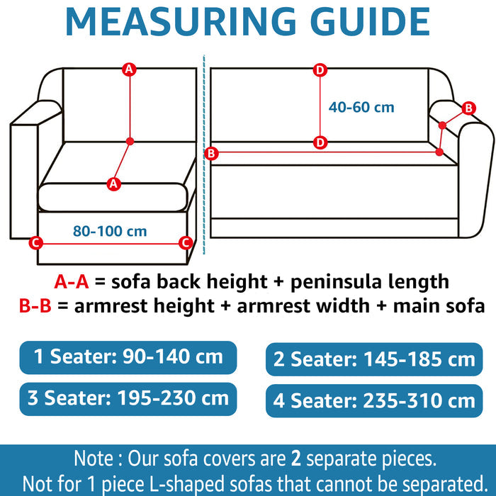 YSTYLE 2 Pieces Stretch Corner Sofa Cover 3+3 Seater L Shape
