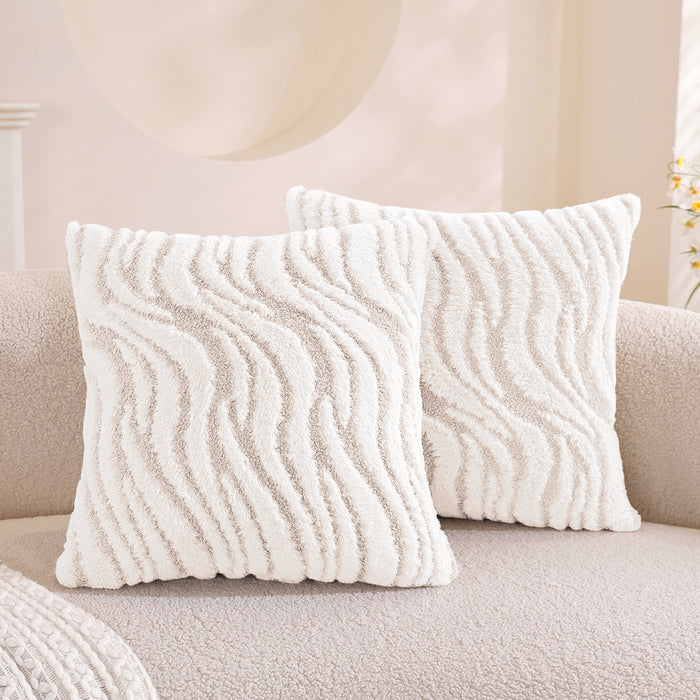 Ystyle 2 Pieces Striped Plush Sofa Cushion Covers 60x60cm-YSTYLE
