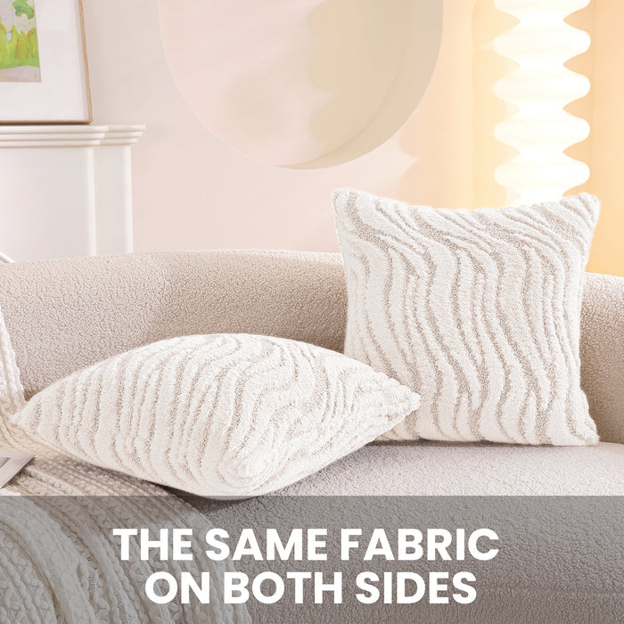 Ystyle 2 Pieces Striped Plush Sofa Cushion Covers 60x60cm-YSTYLE