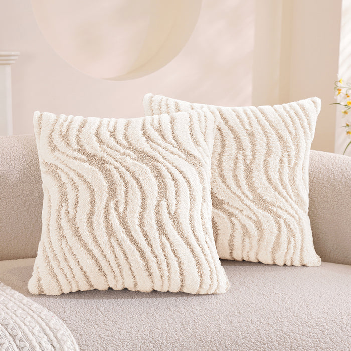 Ystyle 2 Pieces Striped Plush Sofa Cushion Covers 60x60cm-YSTYLE