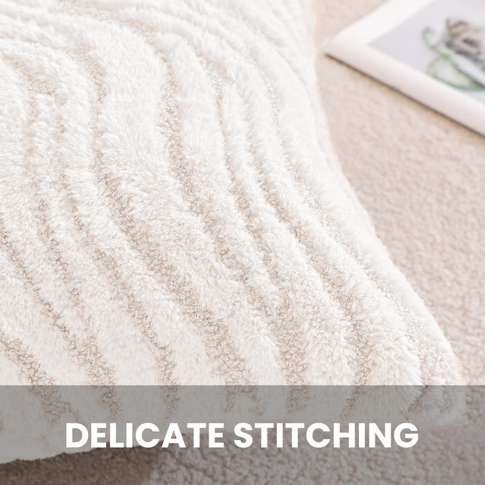 Ystyle 2 Pieces Striped Plush Sofa Cushion Covers 60x60cm-YSTYLE