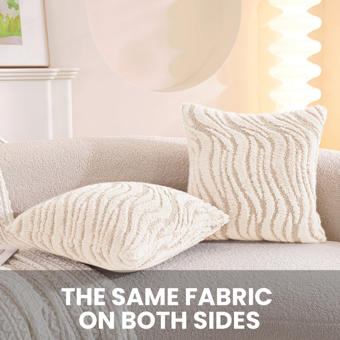 Ystyle 2 Pieces Striped Plush Sofa Cushion Covers 60x60cm-YSTYLE