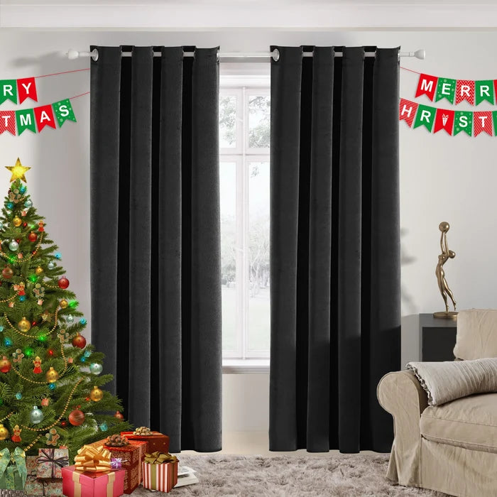 YSTYLE 2 Pieces Velvet Blackout Curtains 100% Blackout-YSTYLE