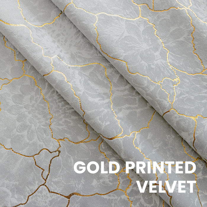 Ystyle 2 Pieces Velvet Blackout Curtains Gold Print-YSTYLE
