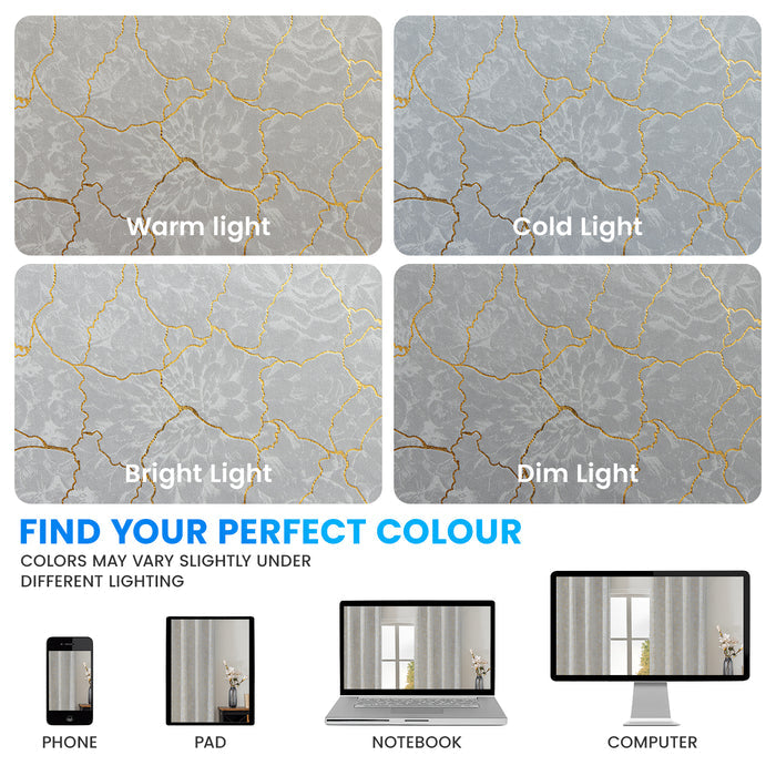 Ystyle 2 Pieces Velvet Blackout Curtains Gold Print-YSTYLE