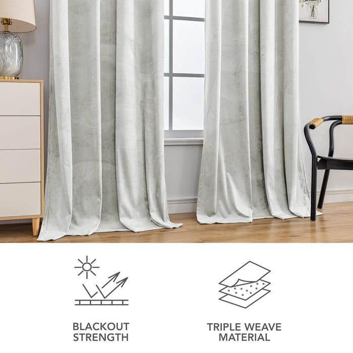 YSTYLE 2 Pieces Velvet Blackout Curtains Thermal Insulated-YSTYLE