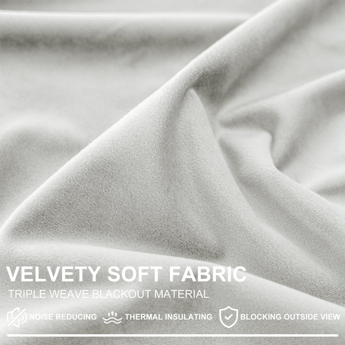 YSTYLE 2 Pieces Velvet Blackout Curtains Thermal Insulated-YSTYLE