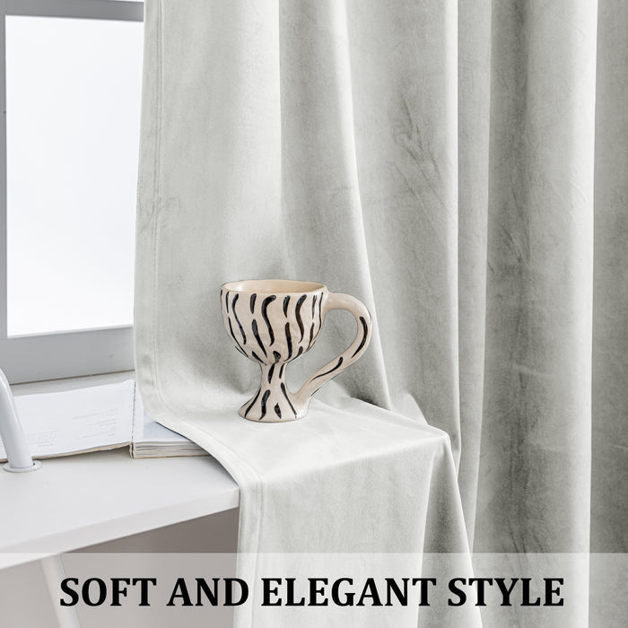 YSTYLE 2 Pieces Velvet Blackout Curtains Thermal Insulated-YSTYLE