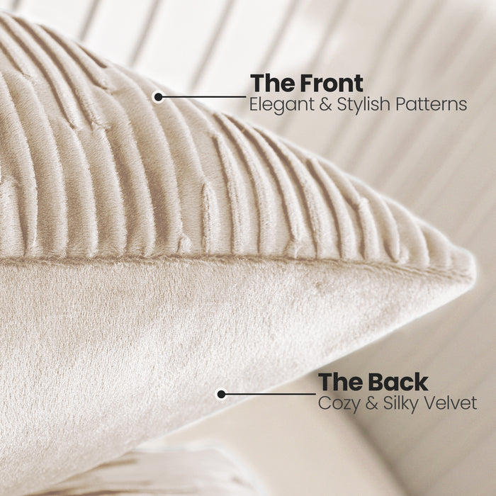 Ystyle 2 Pieces Velvet Cushion Covers 60x60 W-Shape Design-YSTYLE