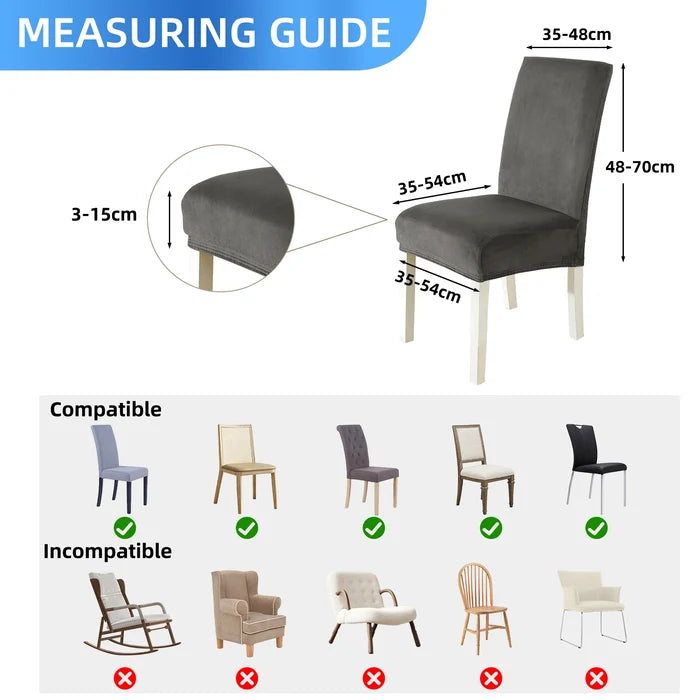 YSTYLE 6 Pieces Velvet Stretch Chair Covers with Backrest-YSTYLE
