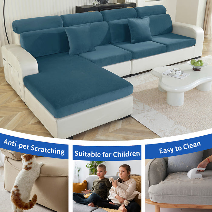 YSTYLE 2 Pieces Velvet Stretch Sofa Seat Cover 1 Seater Anti Slip-YSTYLE