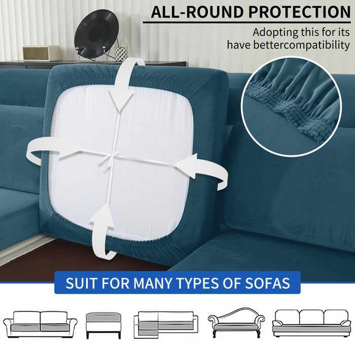 YSTYLE 2 Pieces Velvet Stretch Sofa Seat Cover 1 Seater Anti Slip-YSTYLE