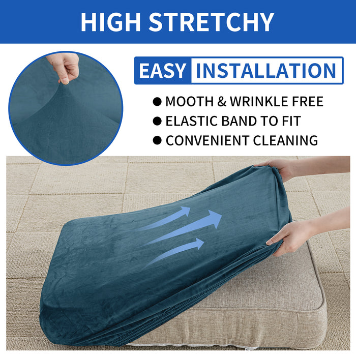 YSTYLE 2 Pieces Velvet Stretch Sofa Seat Cover 1 Seater Anti Slip-YSTYLE