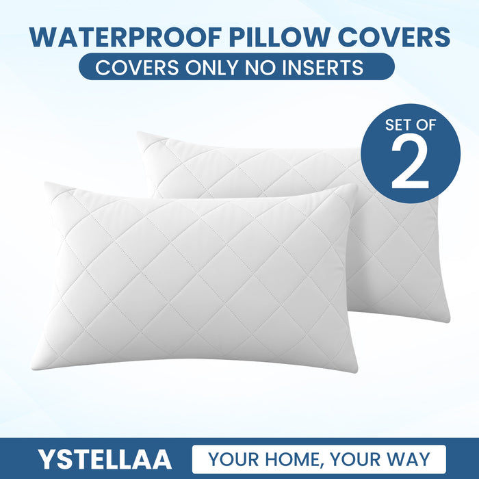 YSTYLE 2 Pieces Waterproof Bed Pillowcases 50x80cm Anti Mite-YSTYLE