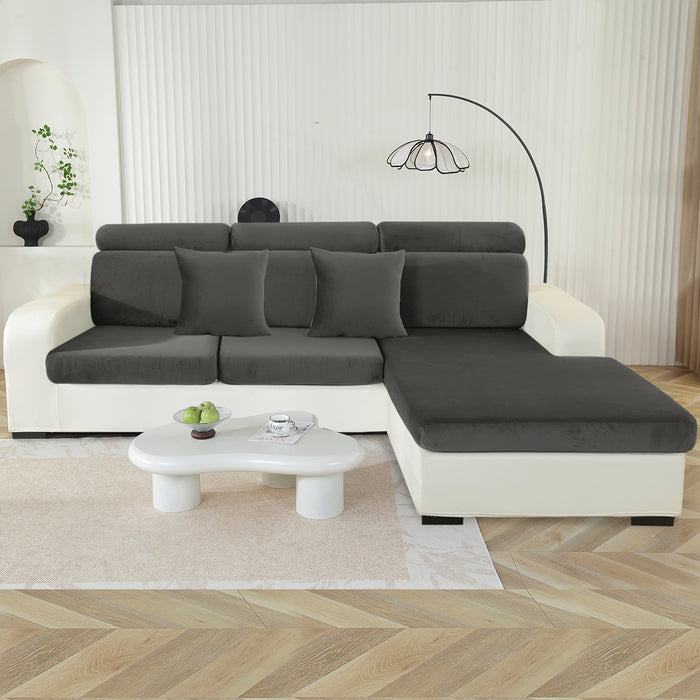 YSTYLE 2-Seater L-Shaped Velvet Stretch Sofa Seat Cover Anti Slip
