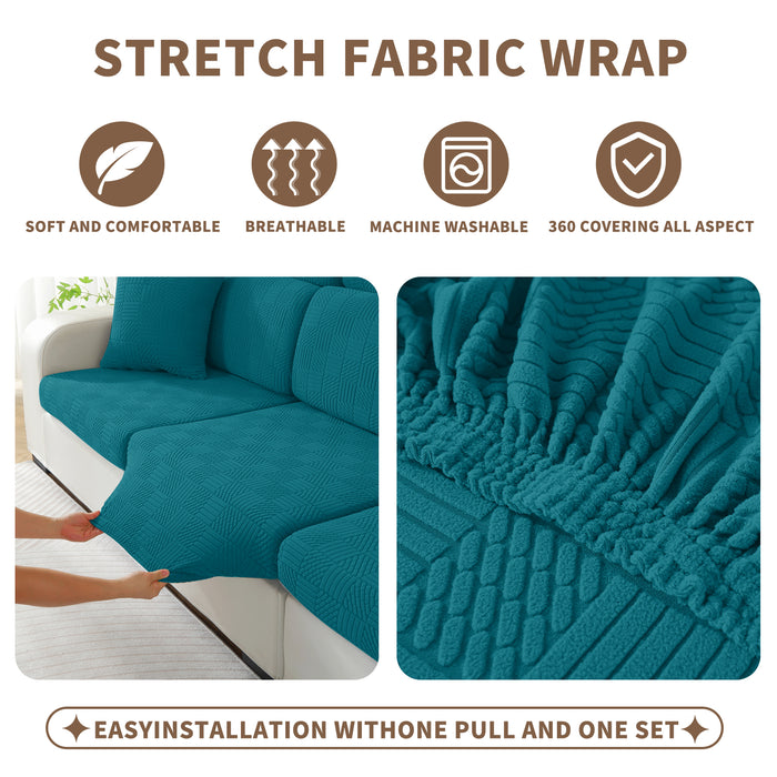 YSTYLE 3 Pieces Stretch Sofa Seat Cover 1 Seater Geometric Pattern