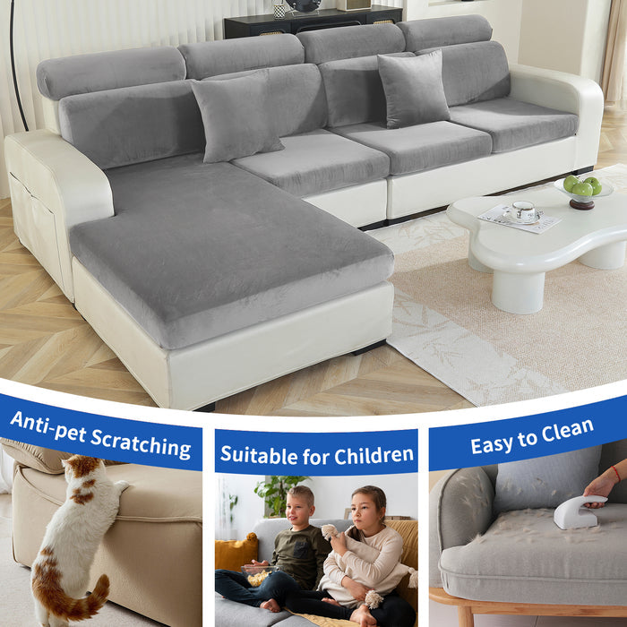 YSTYLE 3 Pieces Velvet Stretch Sofa Seat Cover 1 Seater Anti Slip-YSTYLE