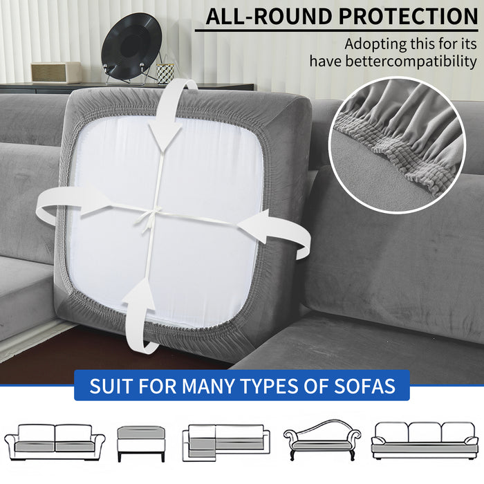 YSTYLE 3 Pieces Velvet Stretch Sofa Seat Cover 1 Seater Anti Slip-YSTYLE