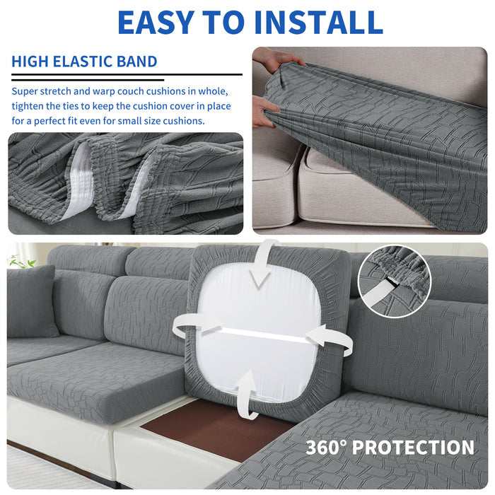 YSTYLE L-Shape+3 Seat Stretch Sofa Seat Cover Geometric Anti Slip