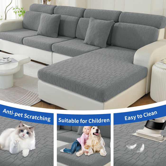 YSTYLE L-Shape+3 Seat Stretch Sofa Seat Cover Geometric Anti Slip