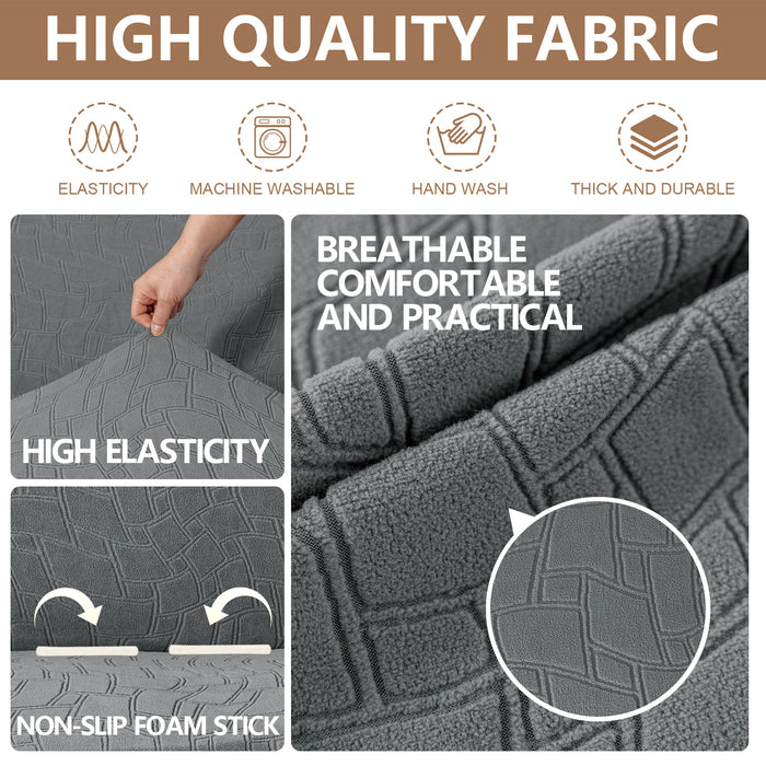 Ystyle Stretch 4 Seater Sofa Cover Jacquard Geometric Pattern-YSTYLE