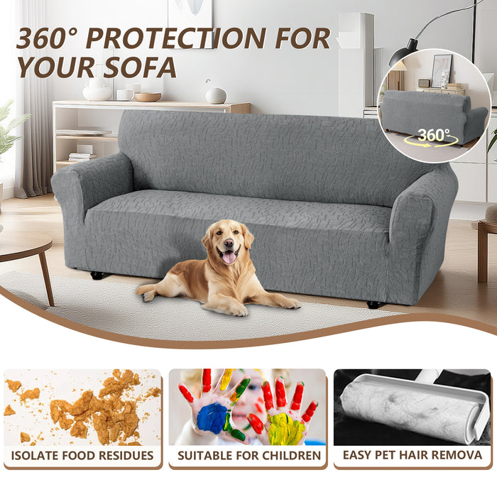 Ystyle Stretch 4 Seater Sofa Cover Jacquard Geometric Pattern-YSTYLE