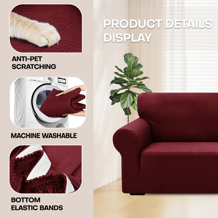 YSTYLE Stretch 1 Seater Sofa Cover with Armrests Geometric Jacquard Pattern