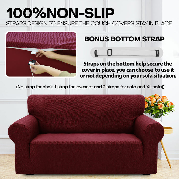 YSTYLE Stretch 1 Seater Sofa Cover with Armrests Geometric Jacquard Pattern