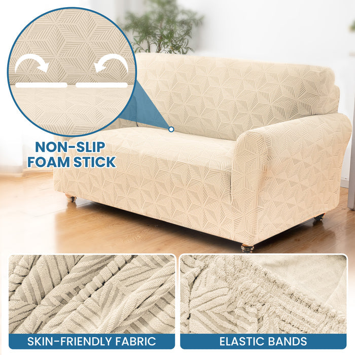 Ystyle Stretch 4 Seater Sofa Cover with Armrests Geometric Pattern Anti Slip-YSTYLE
