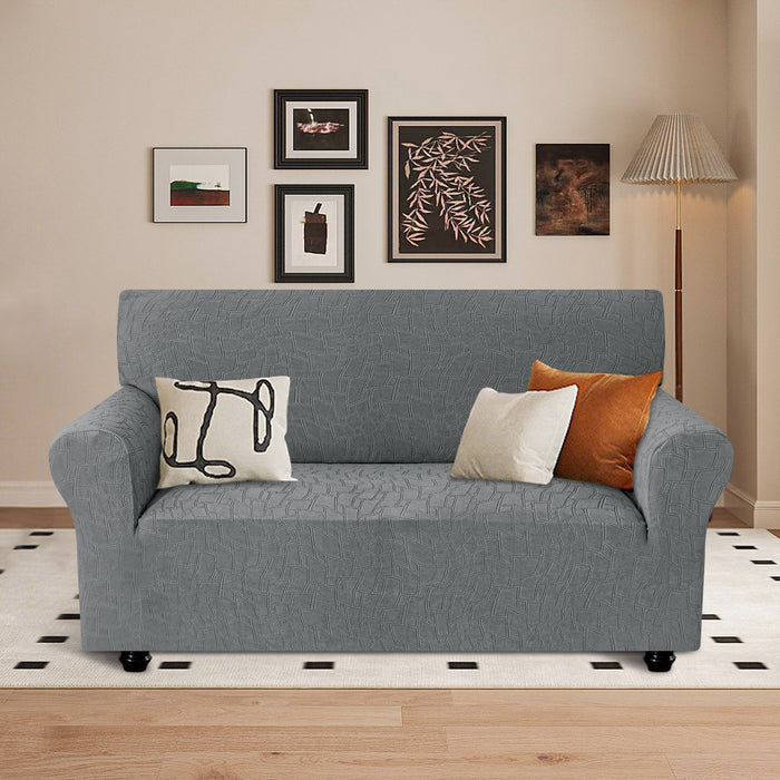 Ystyle Stretch 2 Seater Sofa Cover Jacquard Geometric Pattern-YSTYLE