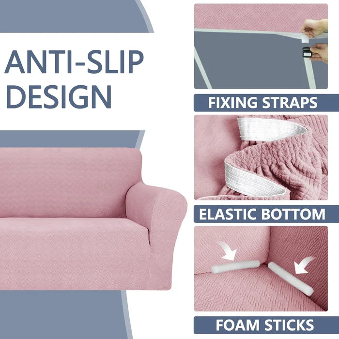 YSTYLE Stretch 2 Seater Sofa Cover with Armrests Anti-Slip Washable-YSTYLE