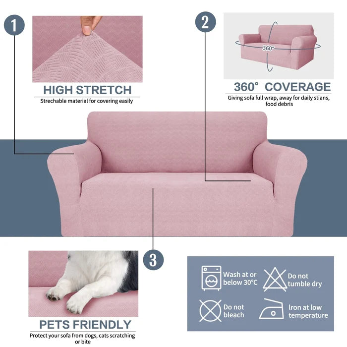 YSTYLE Stretch 2 Seater Sofa Cover with Armrests Anti-Slip Washable-YSTYLE